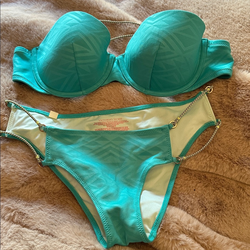Victoria's Secret Aqua Bikini with Chain Accents